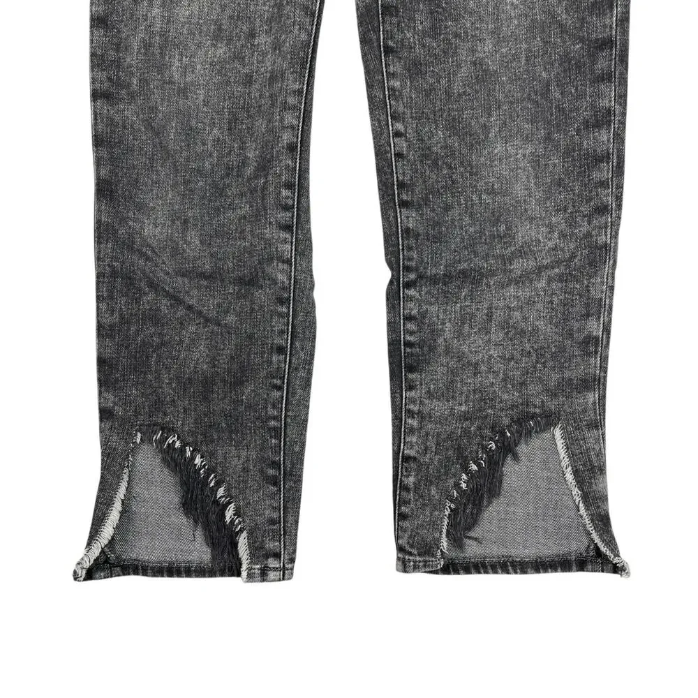 FRAME Le Garcon Crop Jeans Mid Rise Stretch Sharkbite Frayed Hem Black 25 - Picture 5 of 7